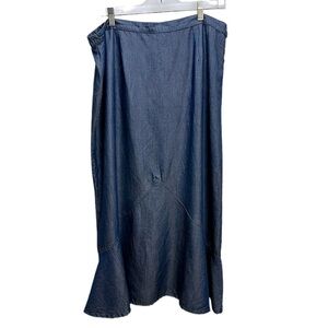 Vintage Coldwater Creek 100% Tencel‎ Lyocell Chambray Maxi Skirt Ruffle H…
